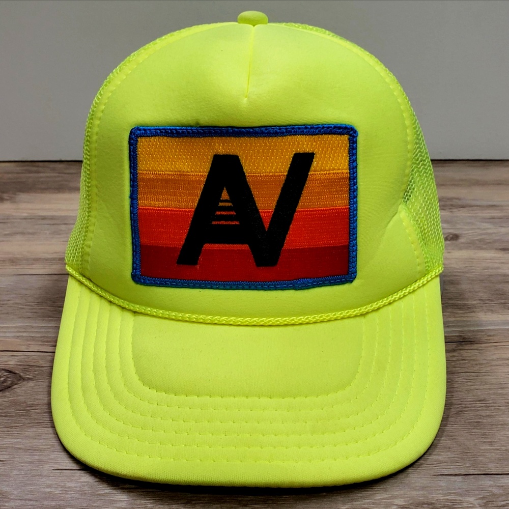 Aviator Nation Hat Cap Snapback Foam Neon Yellow Mesh Trucker Patch Logo Adj